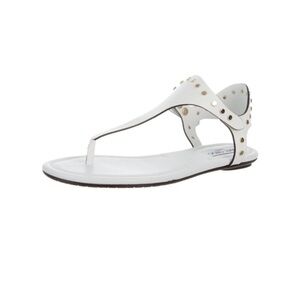 Jimmy Choo Dara White Leather T-Strap Sandals